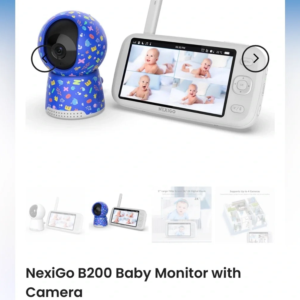 NexiGo B200 Baby Monitor with Camera - Blue - New in Box